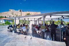 People eating at Acropolis museum terrace, source: Shutterstock