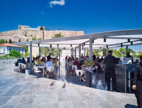 People eating at Acropolis museum terrace, source: Shutterstock