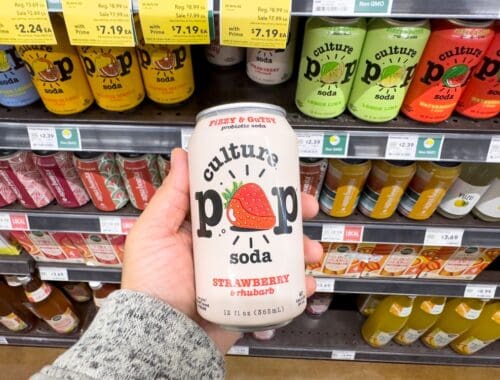 Probiotic soda cans at supermarket, source: Shutterstock