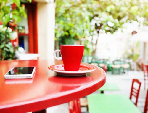 Cup of coffee and smartphone, source: Shutterstock