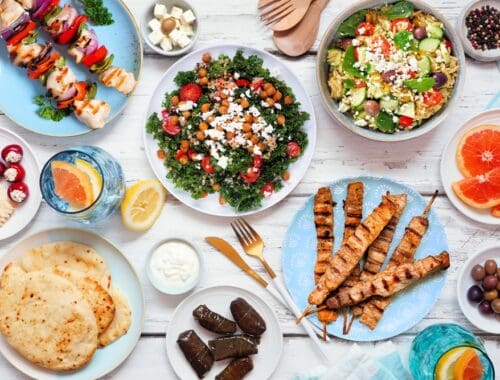 Greek meal on table, source: Shutterstock